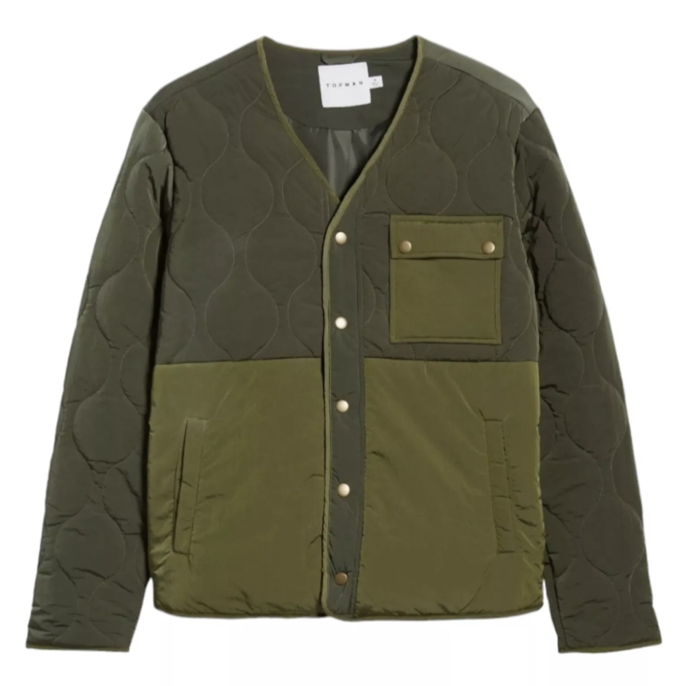 NWT TOPMAN Mixed Media Liner Quilted Bomber Jacket - M